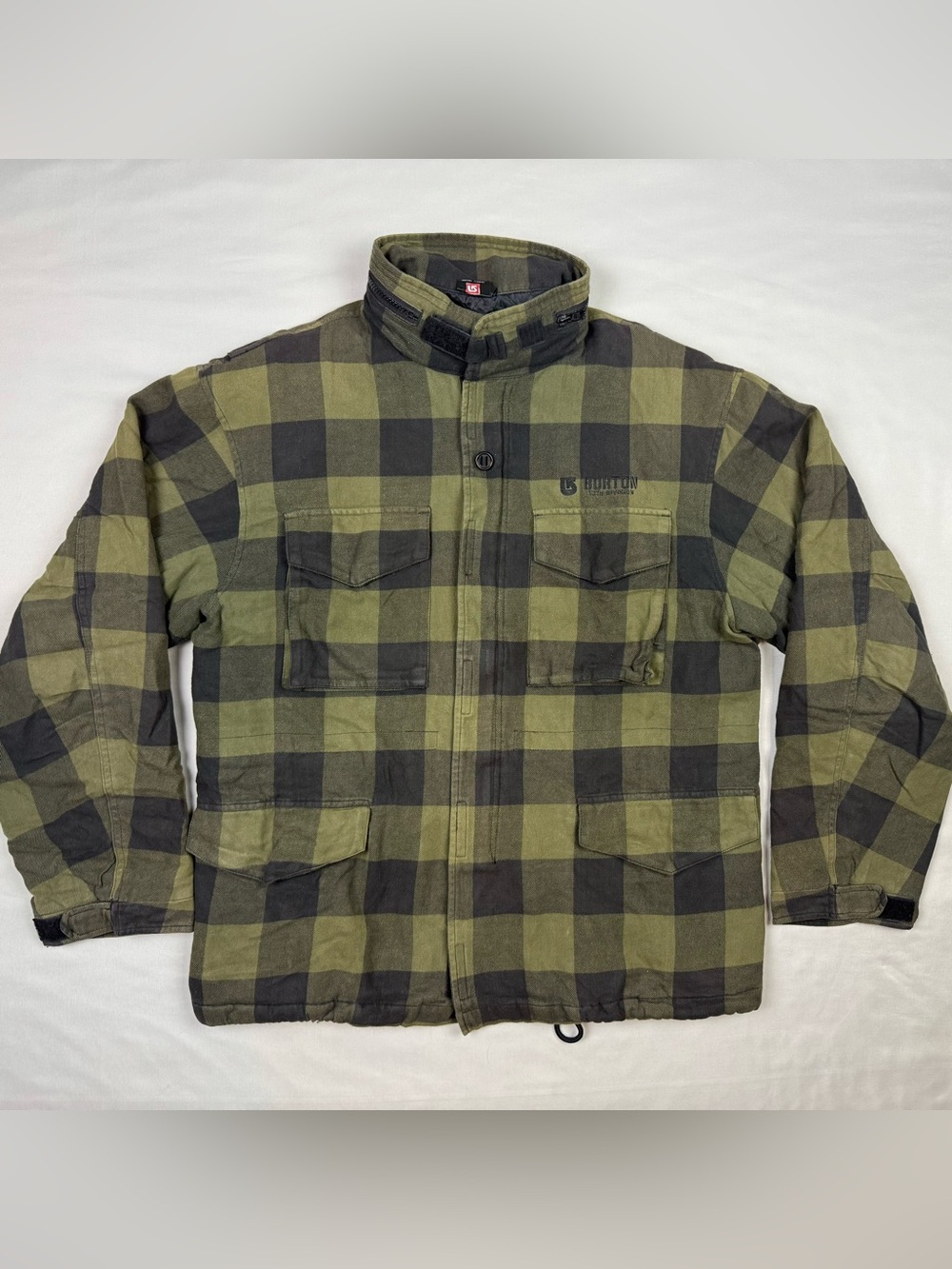 Burton Mens Quilt Lined Flannel Jacket Sz Medium Buffalo Plaid Green/Black C4